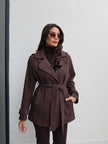 Short Cashmere Coat with Epaulette Tie