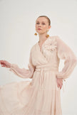 Organza Design Dress - Beige