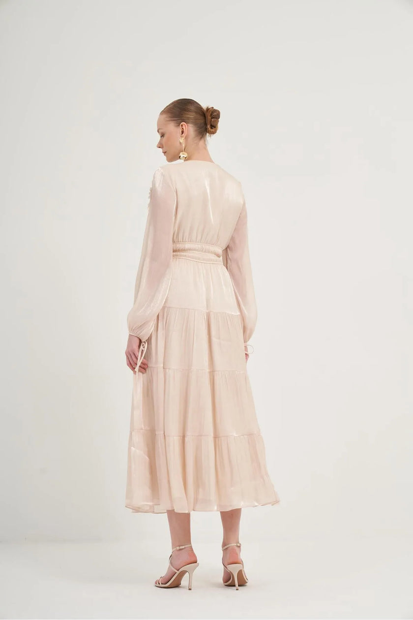 Organza Design Dress - Beige