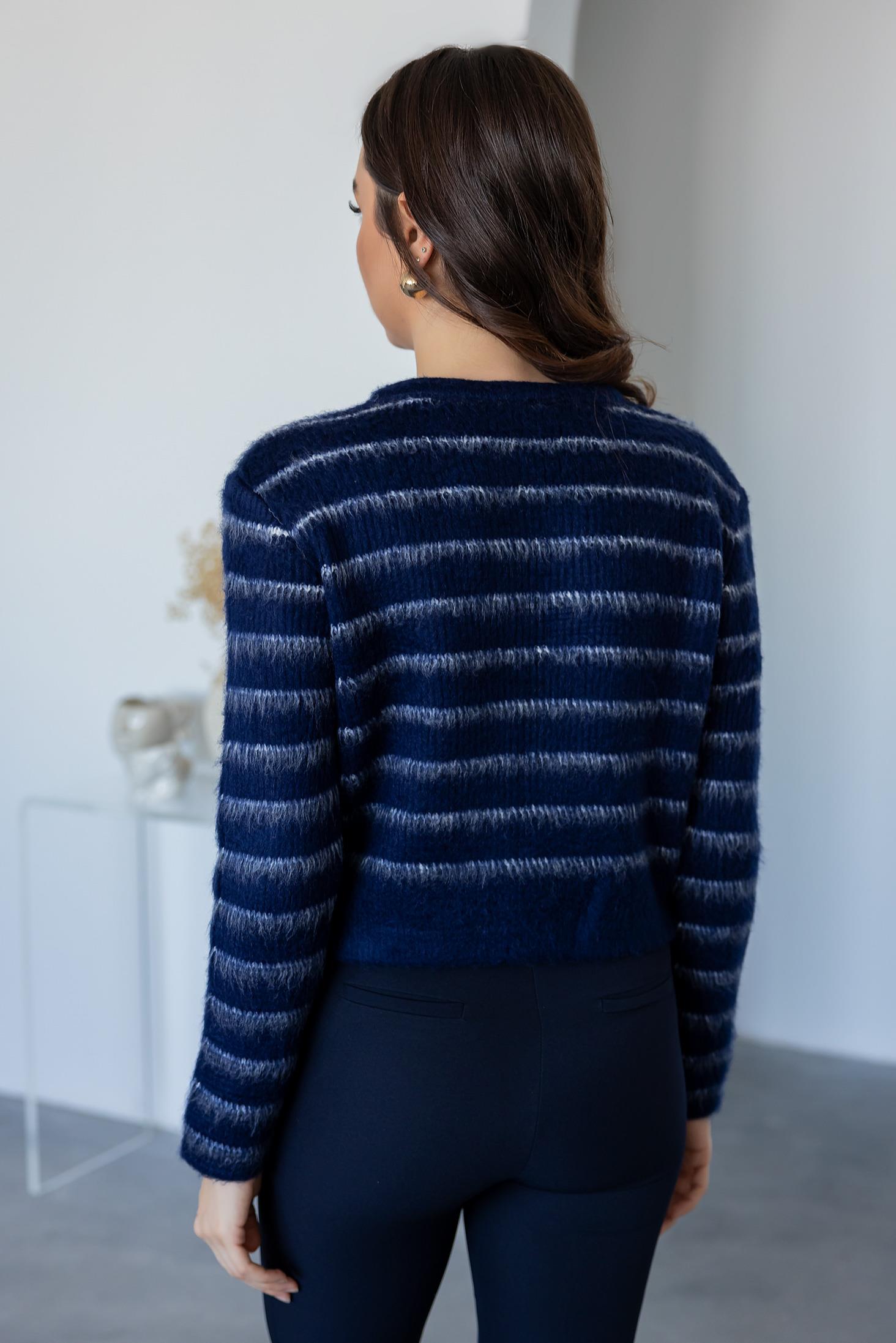 Gold Button Knitted Cardigan - NAVY BLUE