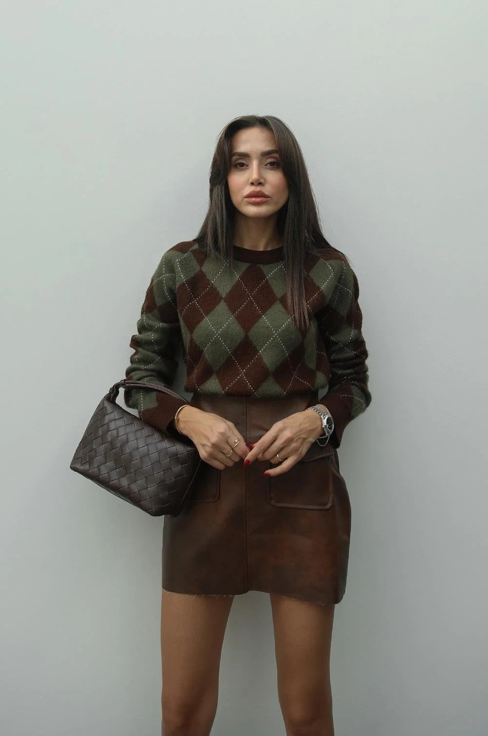 Brown Mariska Baklava Patterned Sweater