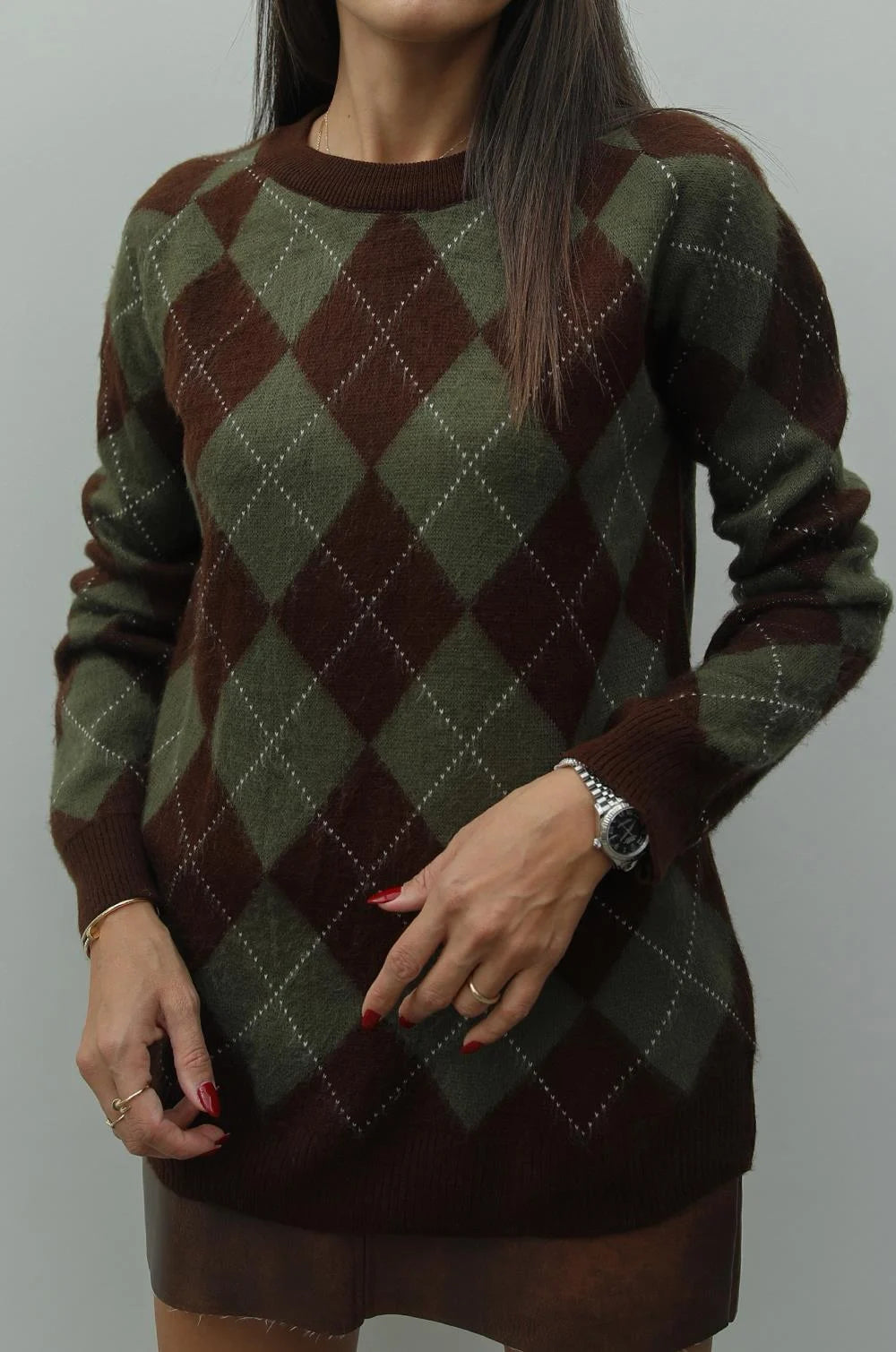 Brown Mariska Baklava Patterned Sweater