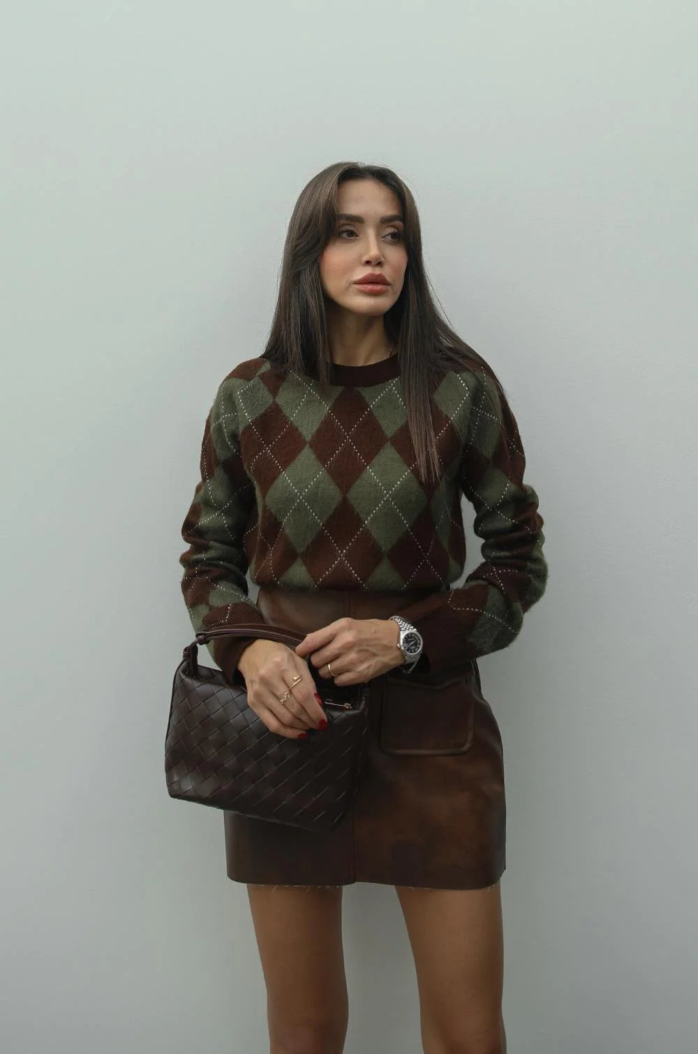 Brown Mariska Baklava Patterned Sweater