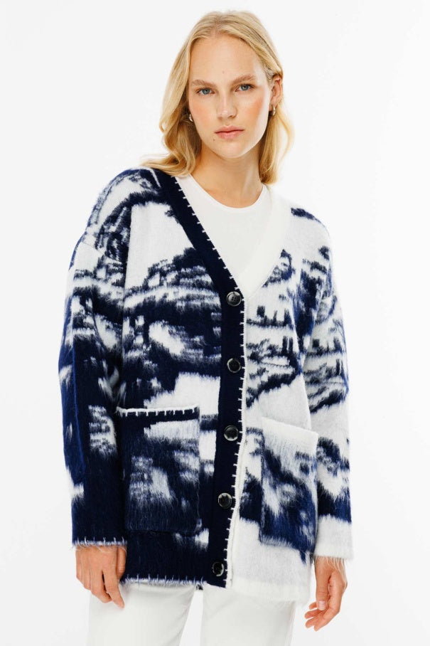 Patterned Navy Blue Cardigan | CARDIGAN | CLOTHES | Lebbse Patterned Navy Blue Cardigan | CARDIGAN | CLOTHES | Lebbse