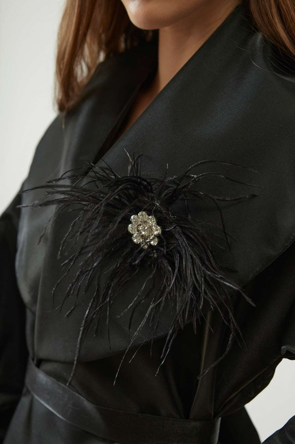 Feather Brooch Detail Jacket