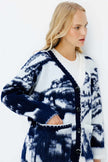 Patterned Navy Blue Cardigan