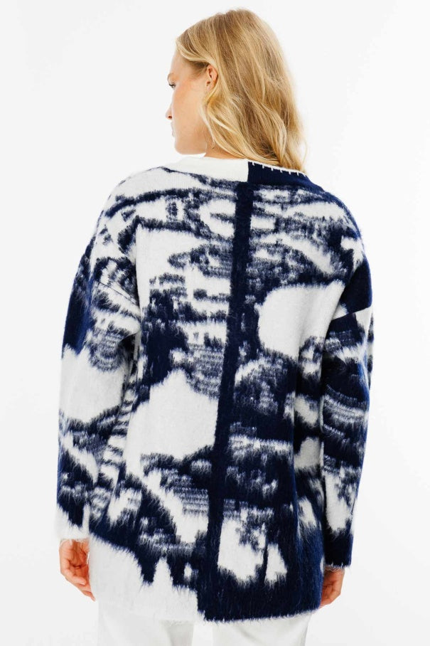 Patterned Navy Blue Cardigan | CARDIGAN | CLOTHES | Lebbse Patterned Navy Blue Cardigan | CARDIGAN | CLOTHES | Lebbse