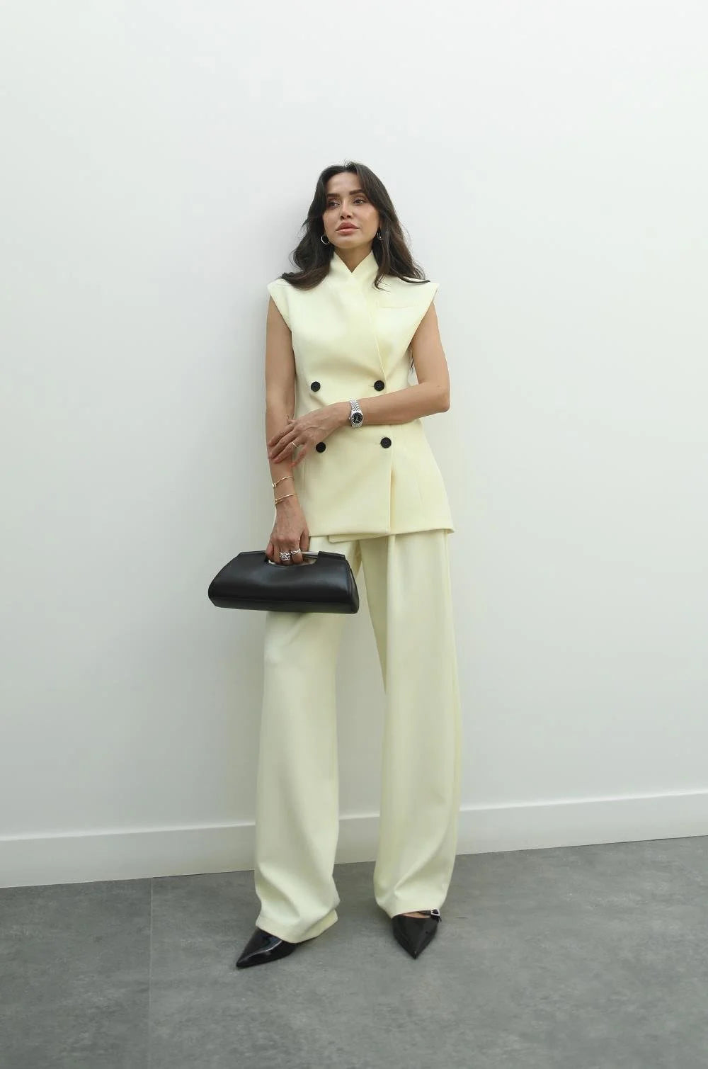Light Yellow Culkin Vest Pants Set