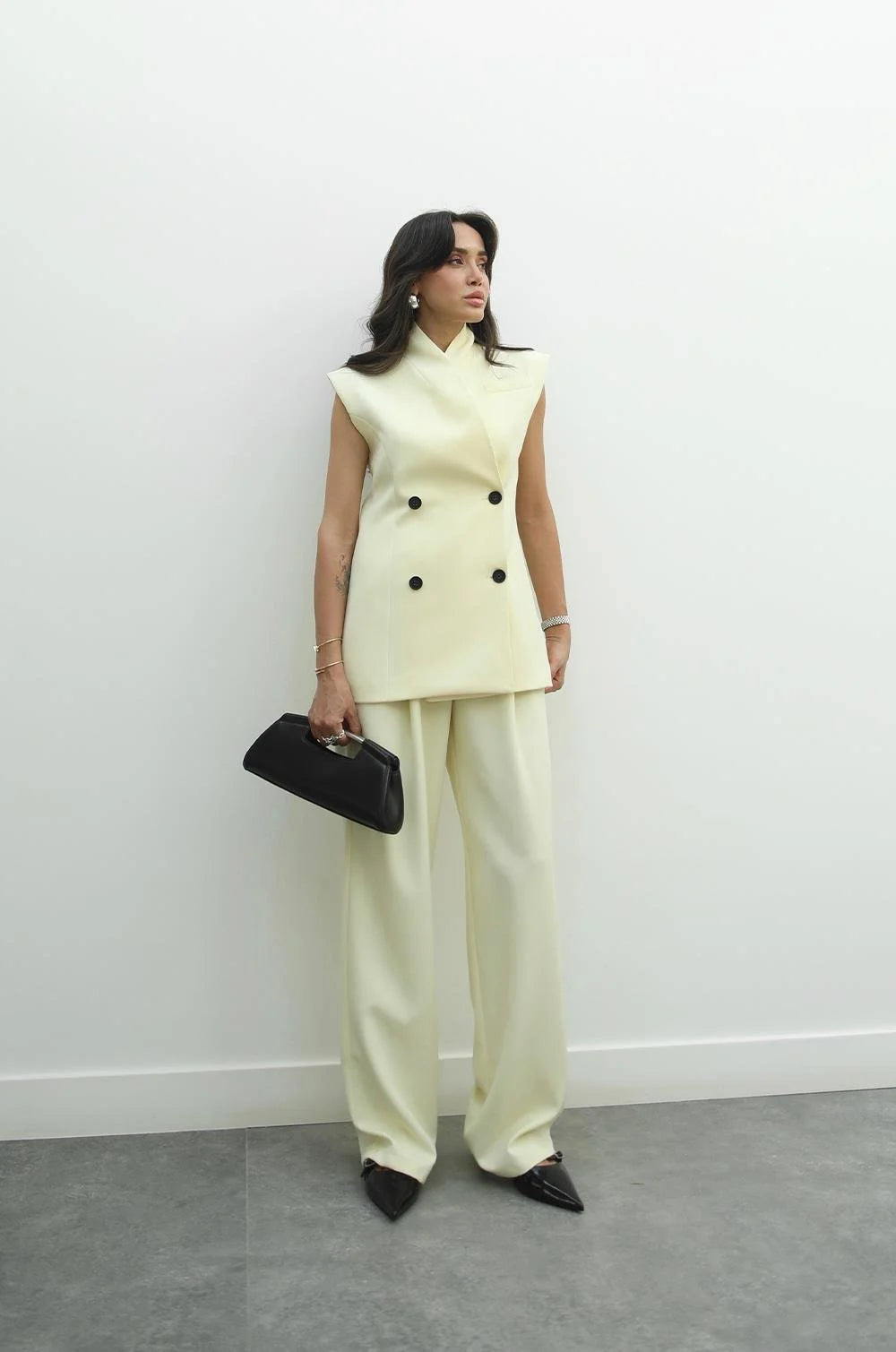 Light Yellow Culkin Vest Pants Set