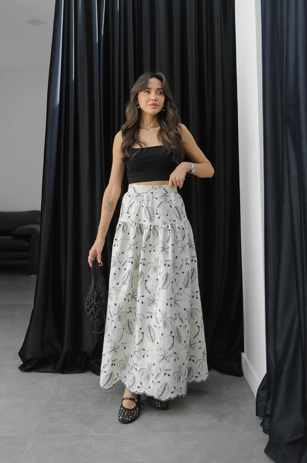Natural Shea Embroidered Linen Skirt