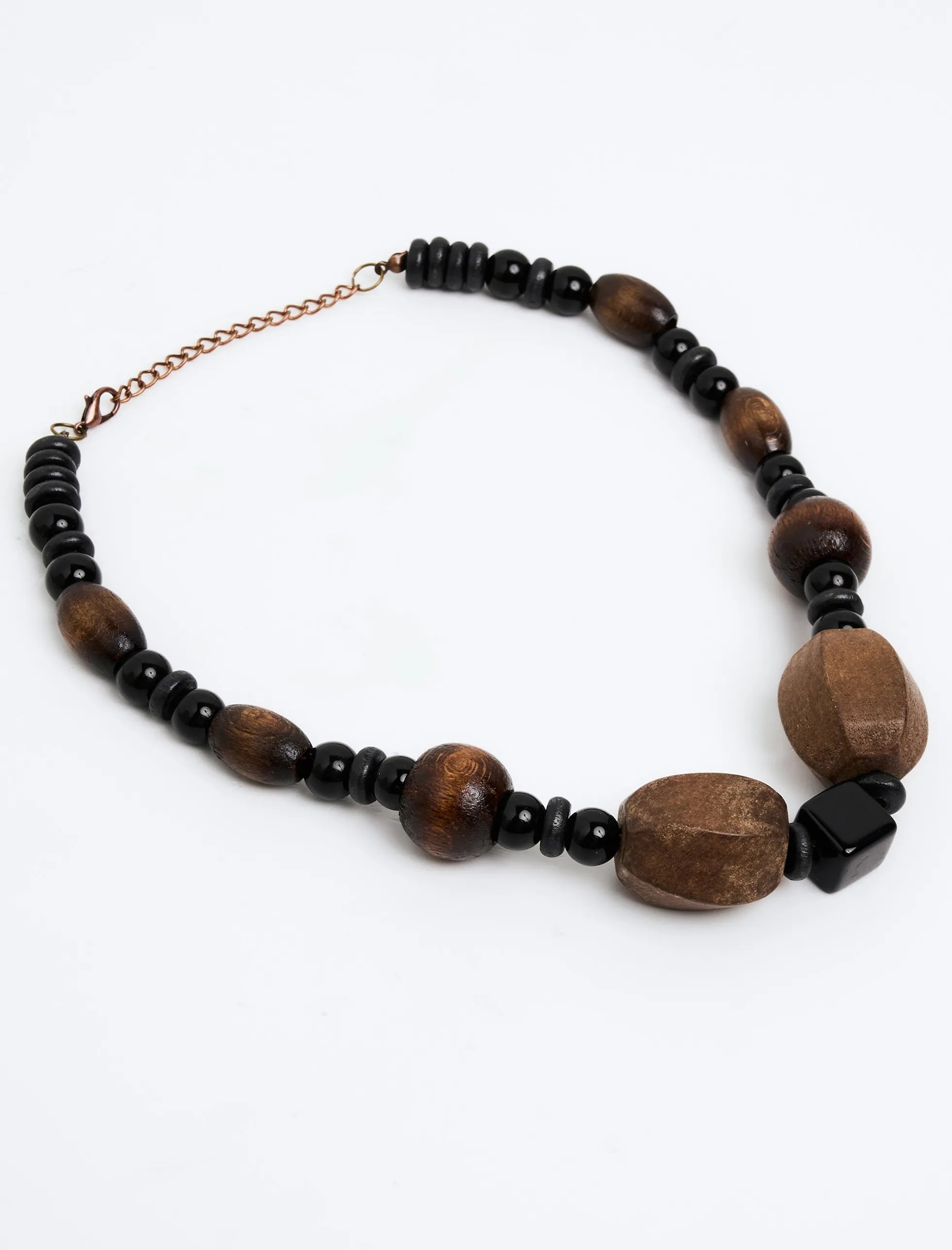 Natural Stone Necklace with Wood Details