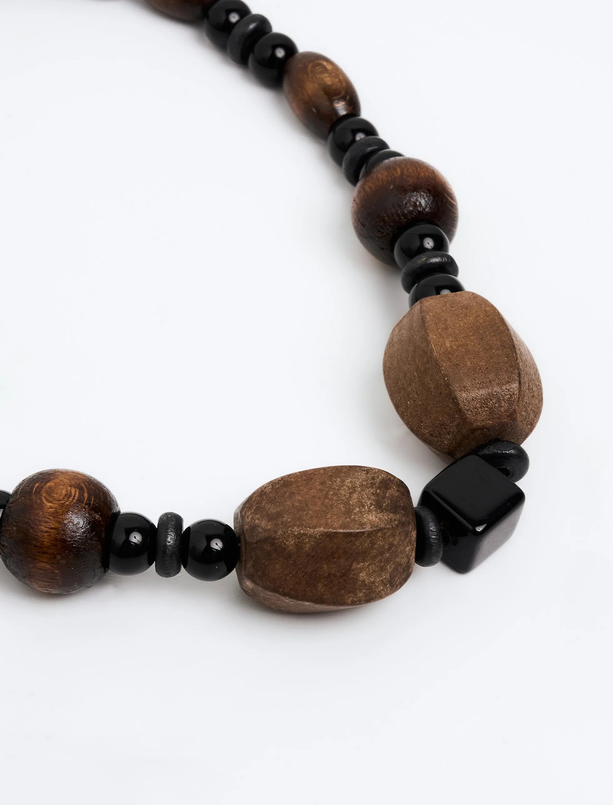 Natural Stone Necklace with Wood Details