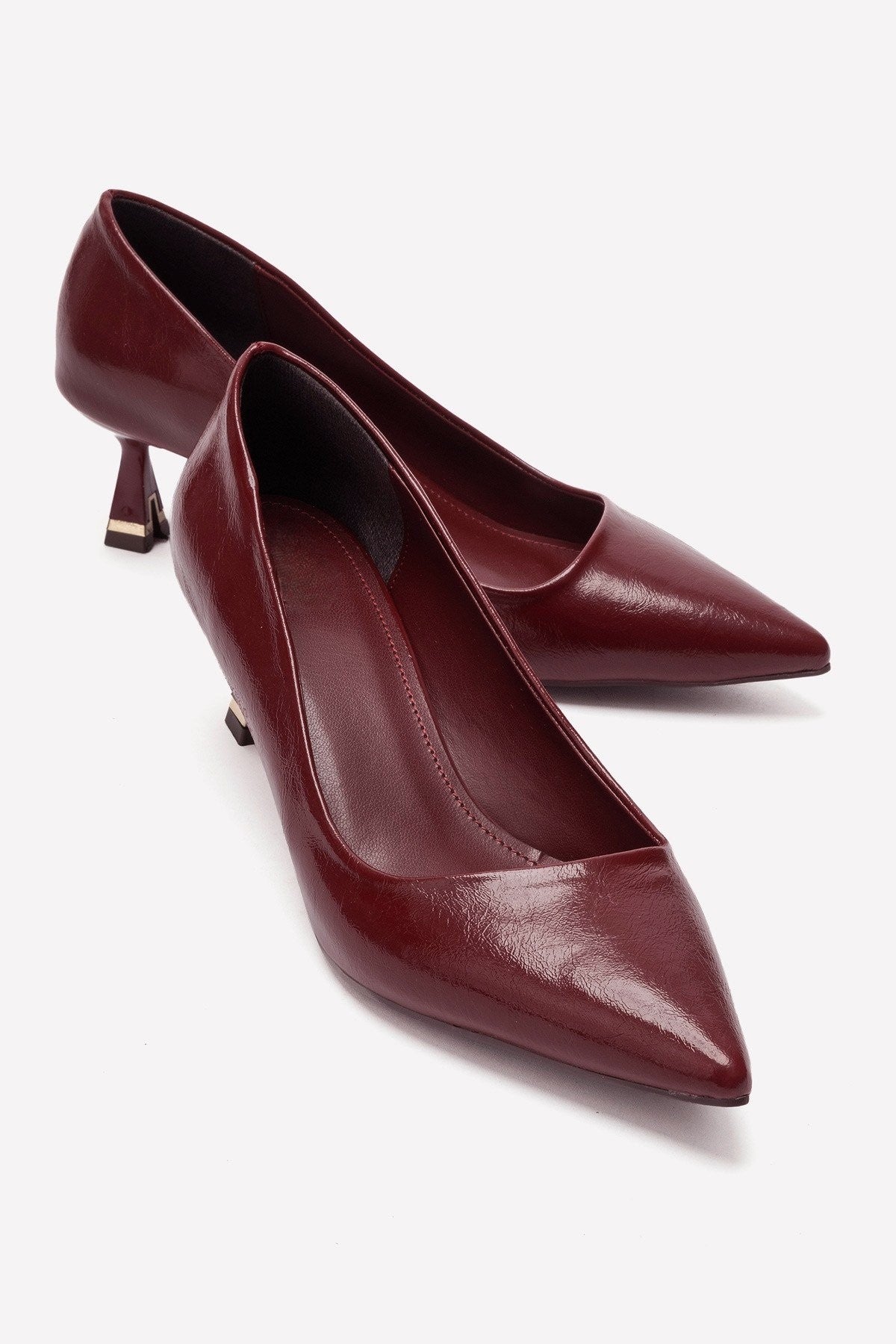 LAWTON Burgundy Pointed-Toe Stiletto Heels