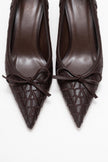CAMDEN Brown Patterned Bow Women's High-Heeled Shoes