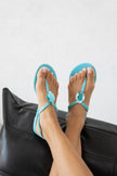 EMILIA Blue Rhinestone Toe-Post Jelly Sandals