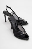 ELYSE Black Patent Leather Mesh Women's High-Heeled Evening Shoes
