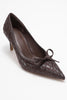 CAMDEN Brown Patterned Bow Women's High-Heeled Shoes