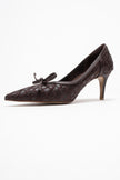 CAMDEN Brown Patterned Bow Women's High-Heeled Shoes