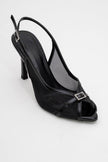 ELYSE Black Patent Leather Mesh Women's High-Heeled Evening Shoes