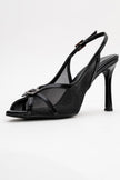 ELYSE Black Patent Leather Mesh Women's High-Heeled Evening Shoes