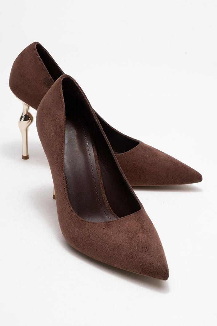 HUDSON Brown Suede Women's High-Heeled Shoes