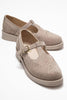 JANNEY Beige Suede Genuine Leather Strappy Loafers for Women