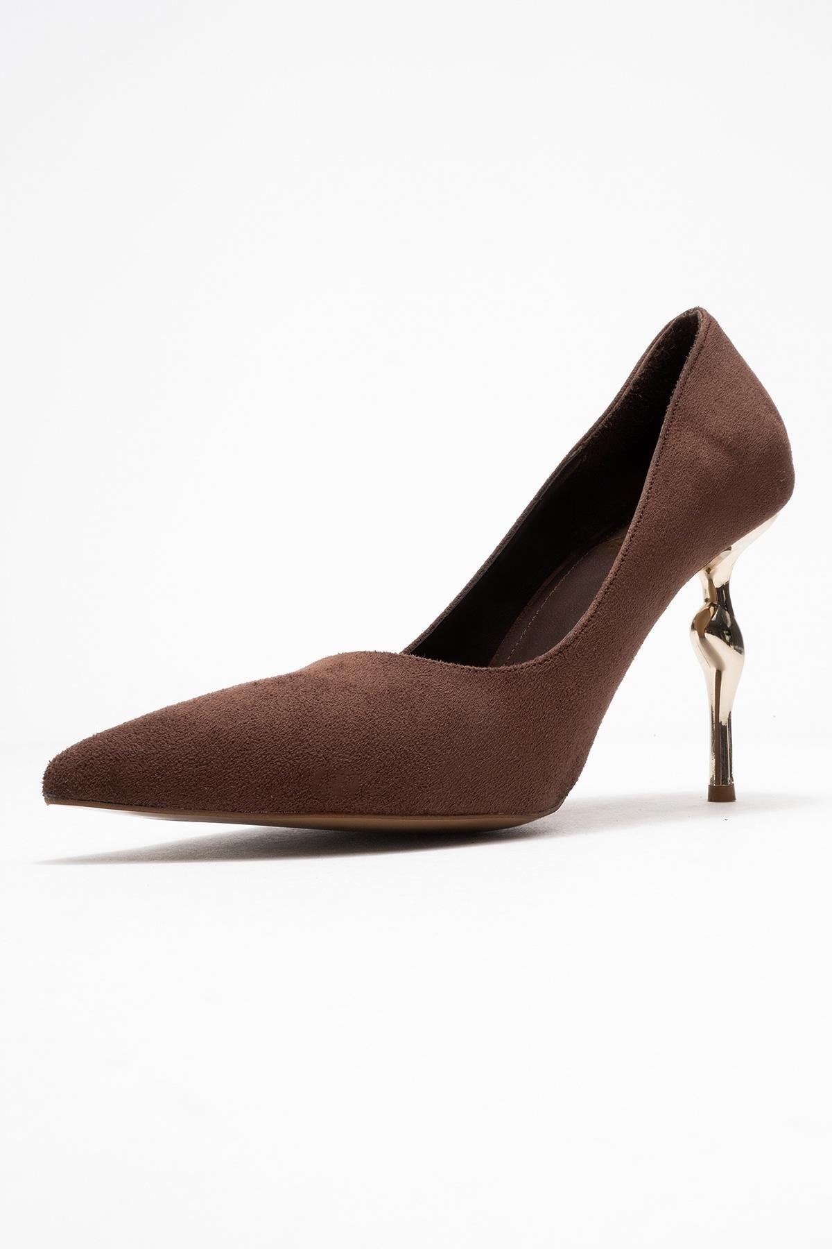 HUDSON Brown Suede Women's High-Heeled Shoes