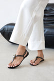 EMILIA Black Rhinestone Toe-Post Jelly Sandals