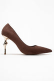 HUDSON Brown Suede Women's High-Heeled Shoes