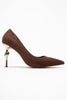 HUDSON Brown Suede Women's High-Heeled Shoes