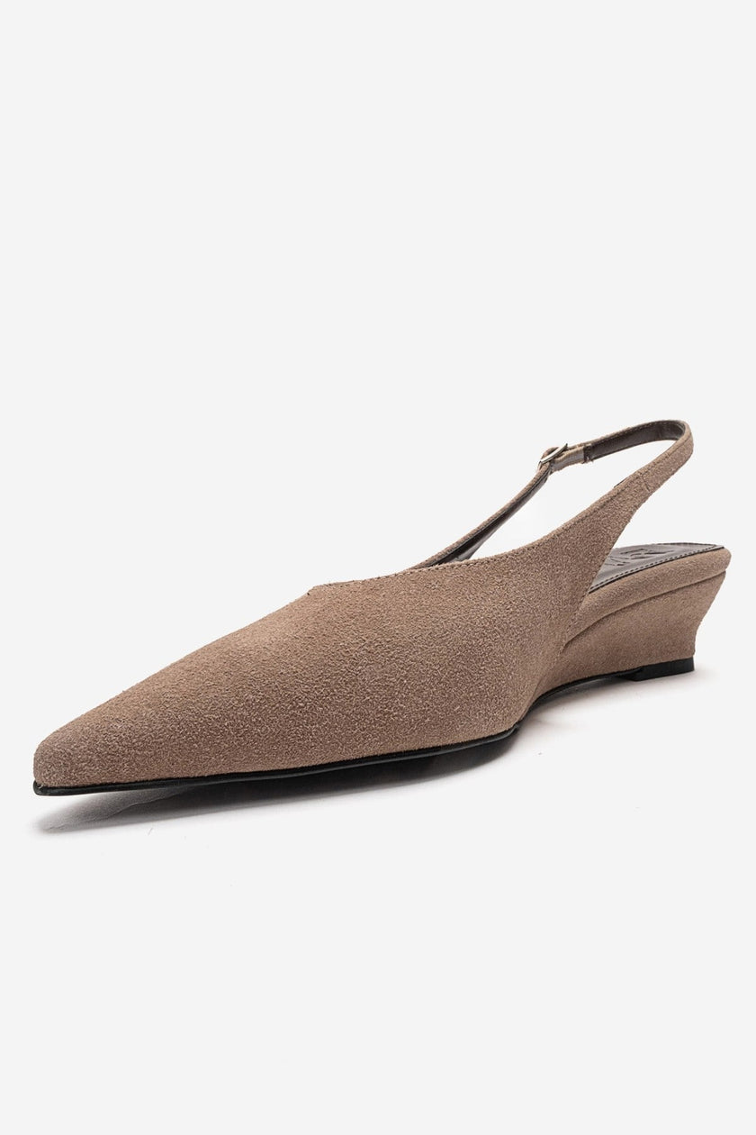 ROSELLA Taupe Suede Mini Wedge Heel Women's Shoes