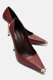 NIKOLIA Burgundy Striped Women's High-Heel Shoes – 9.5 cm