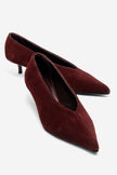 VELOUR Burgundy Genuine Suede Leather Women's Low-Heel Shoes – 4 cm