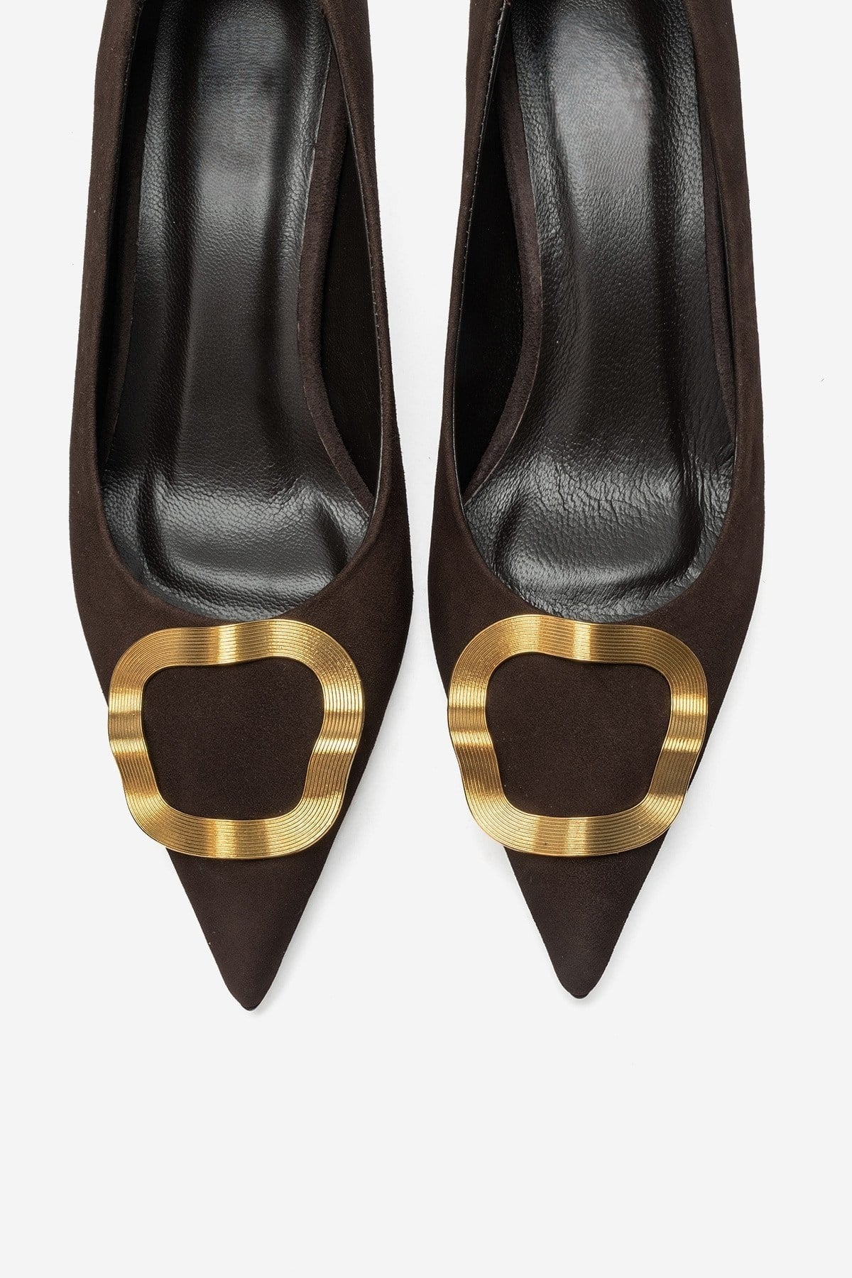 NOEMI Brown Genuine Suede Leather Buckle Strap Heels – 6 cm