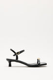 Oval Accessory Detail Black Women's Heels