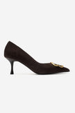 NOEMI Brown Genuine Suede Leather Buckle Strap Heels – 6 cm