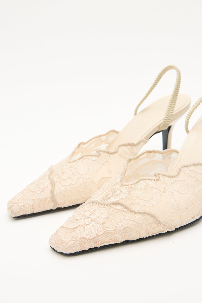 DARK NUDE LACE DETAIL WOMEN’S HIGH HEEL SHOES