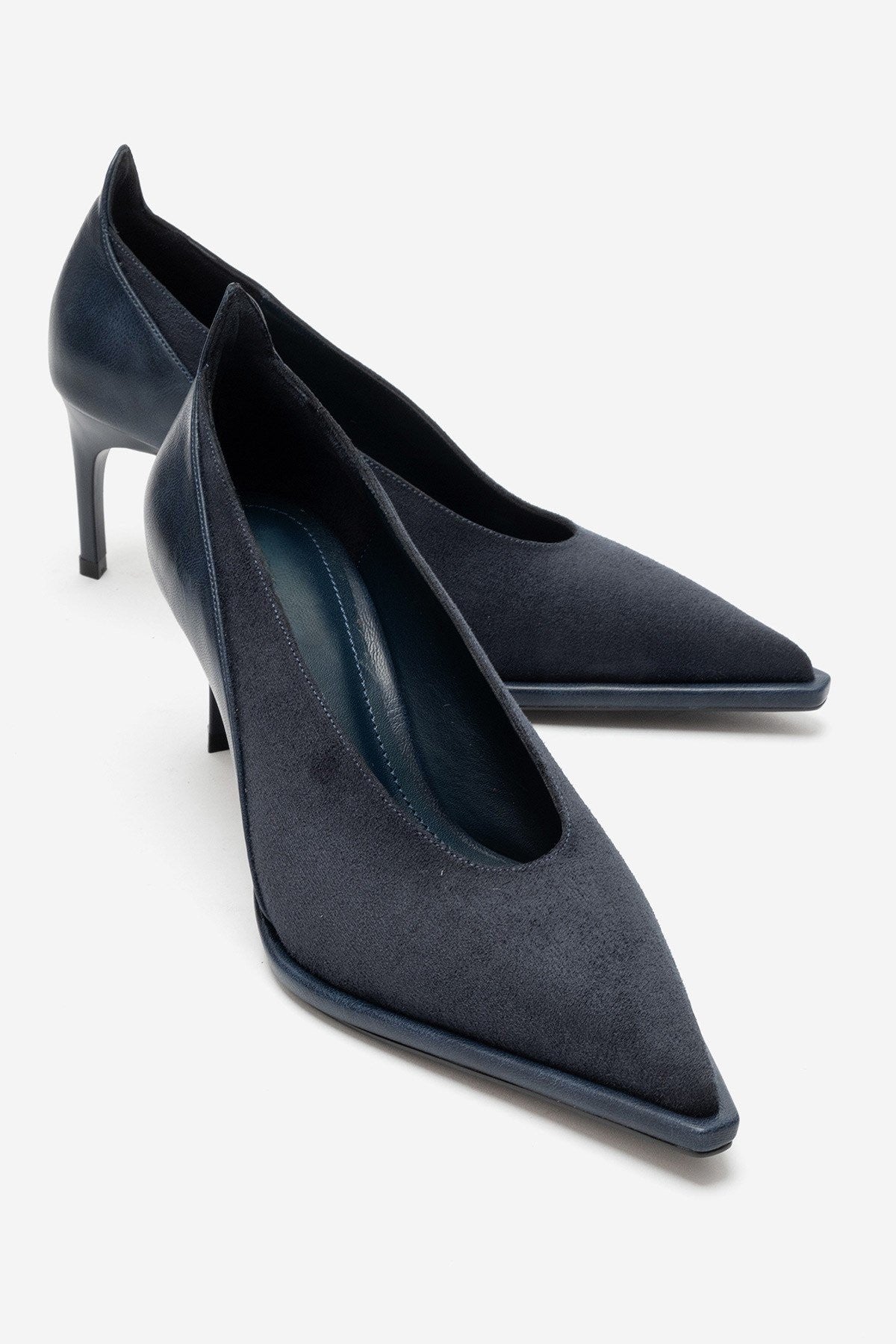Meadow – Navy Suede-Look Stiletto Heels