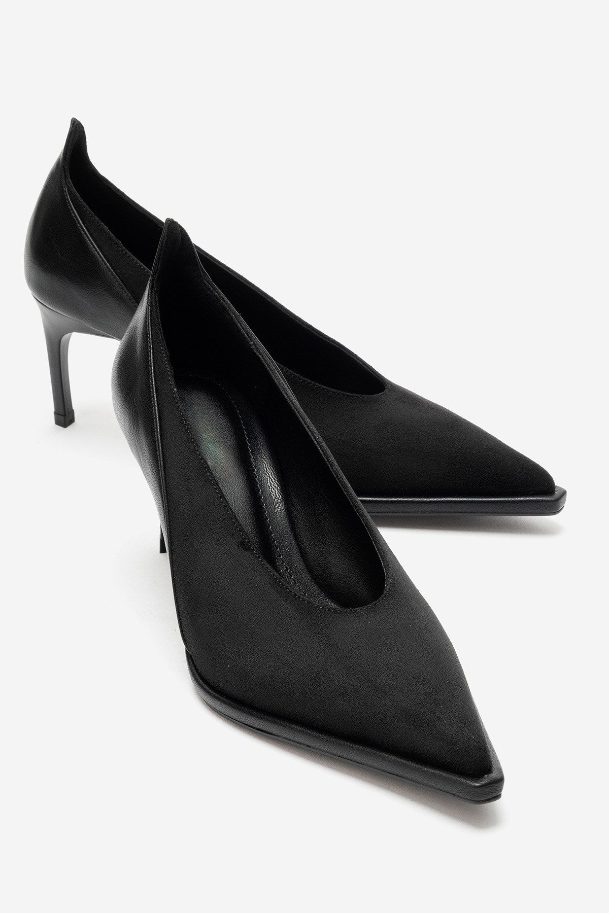 Meadow – Black Suede-Look Stiletto Heels