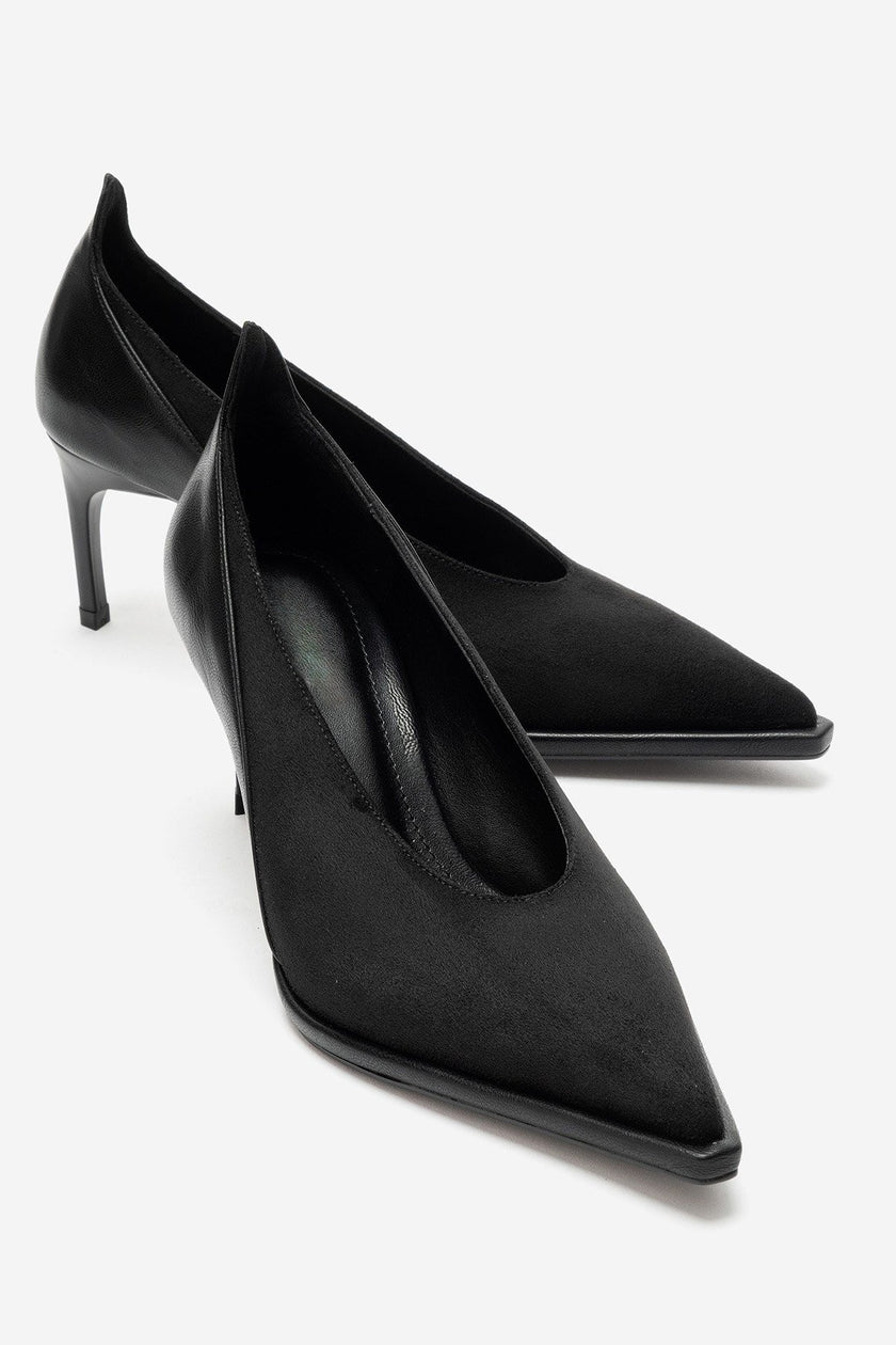 Meadow – Black Suede-Look Stiletto Heels