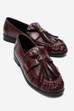 Marston – Burgundy Crinkled Patent Tassel Loafers