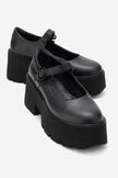 ORINA Black Genuine Leather Thick-Soled Women's Casual Shoes