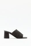 Textured Wide Strap Brown Woven Women's Heeled Sandals