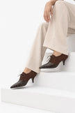 MEDLEY Brown Suede-Style Patterned Lace-Up Stiletto Heels