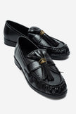 Marston – Black Crinkled Patent Tassel Loafers