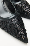 Sequin Detail Black Women's Heels