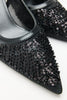 Sequin Detail Black Women's Heels