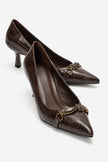 Olinda – Brown Printed Buckle Detail Heels