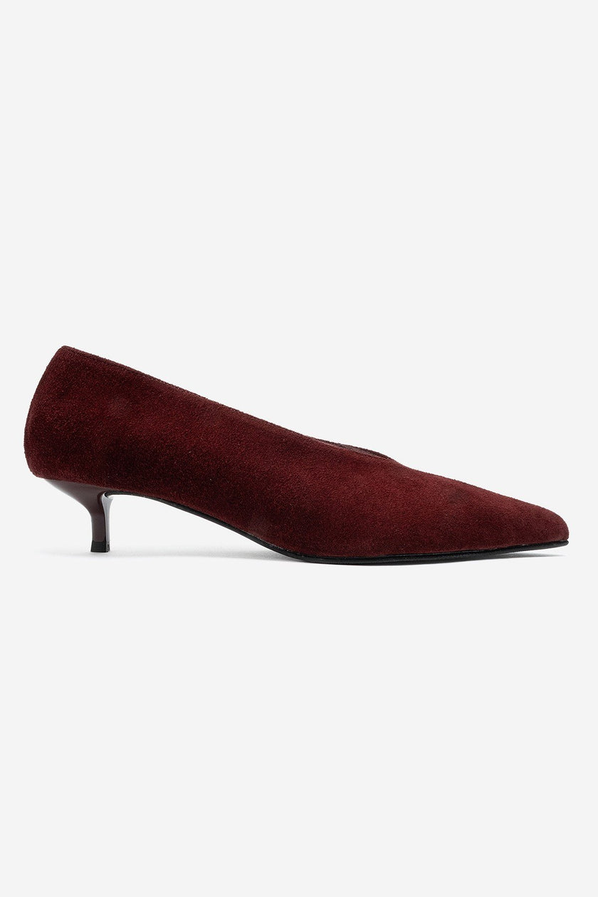 VELOUR Burgundy Genuine Suede Leather Women's Low-Heel Shoes – 4 cm