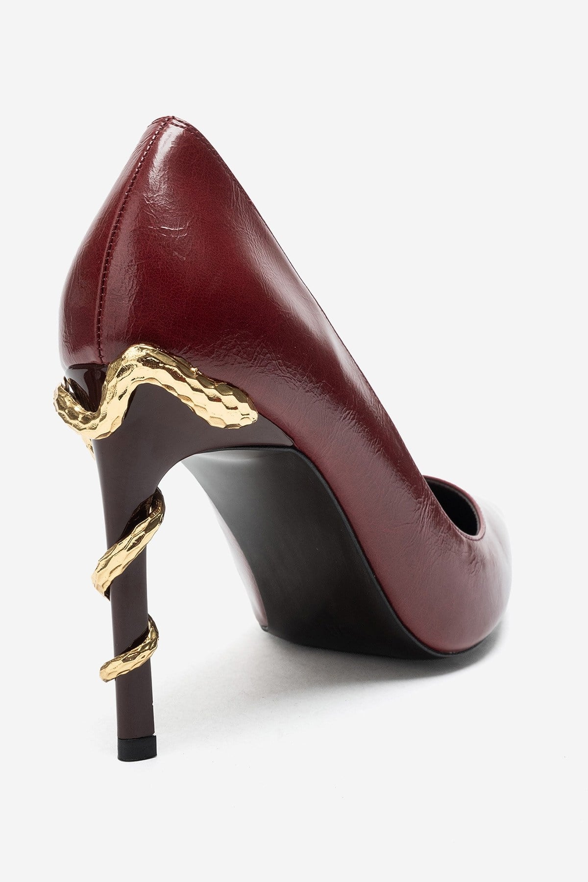 ADRIANA Burgundy Women's High-Heel Shoes with Gold Details – 10 cm